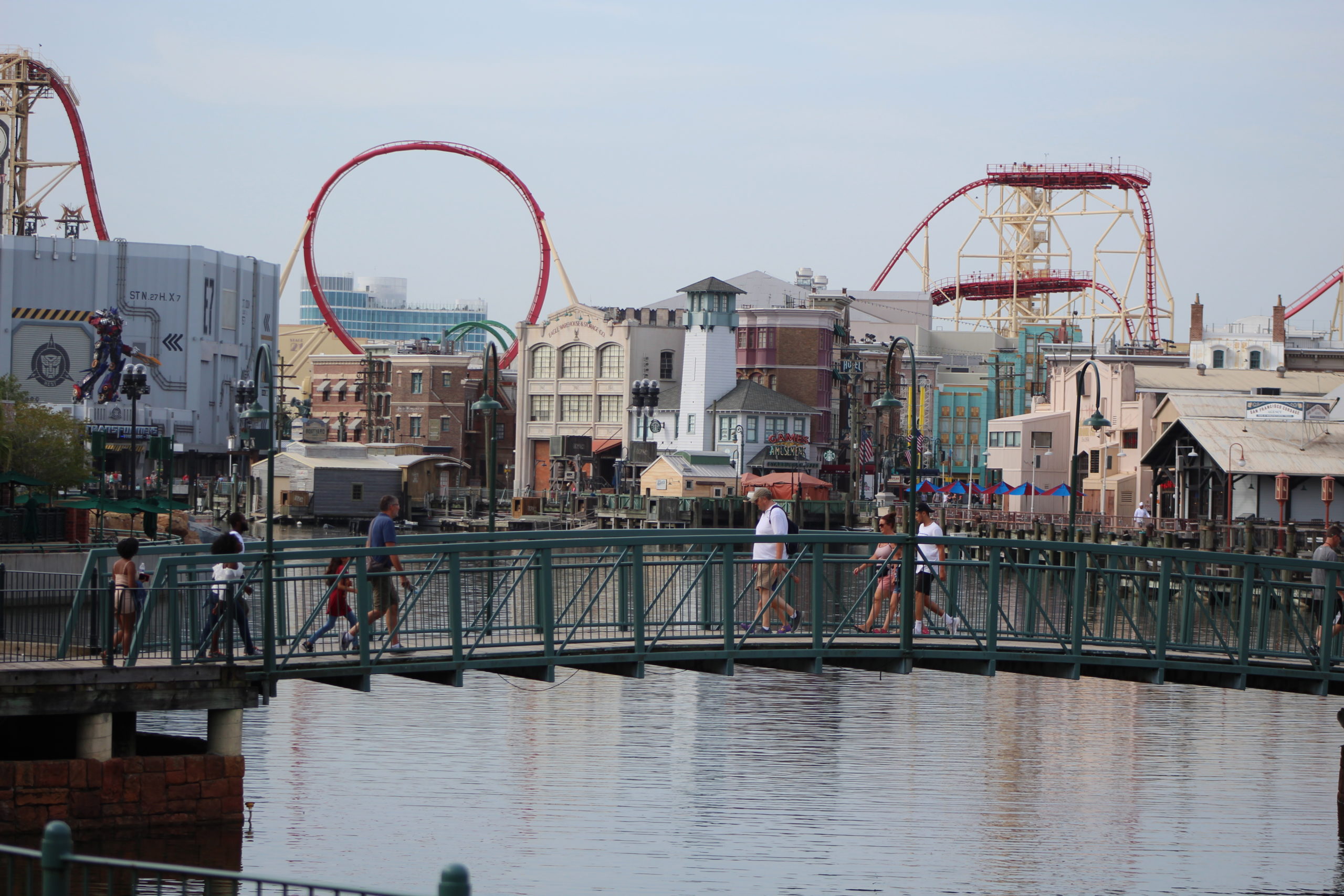 picture of roller coaster and lake in theme park