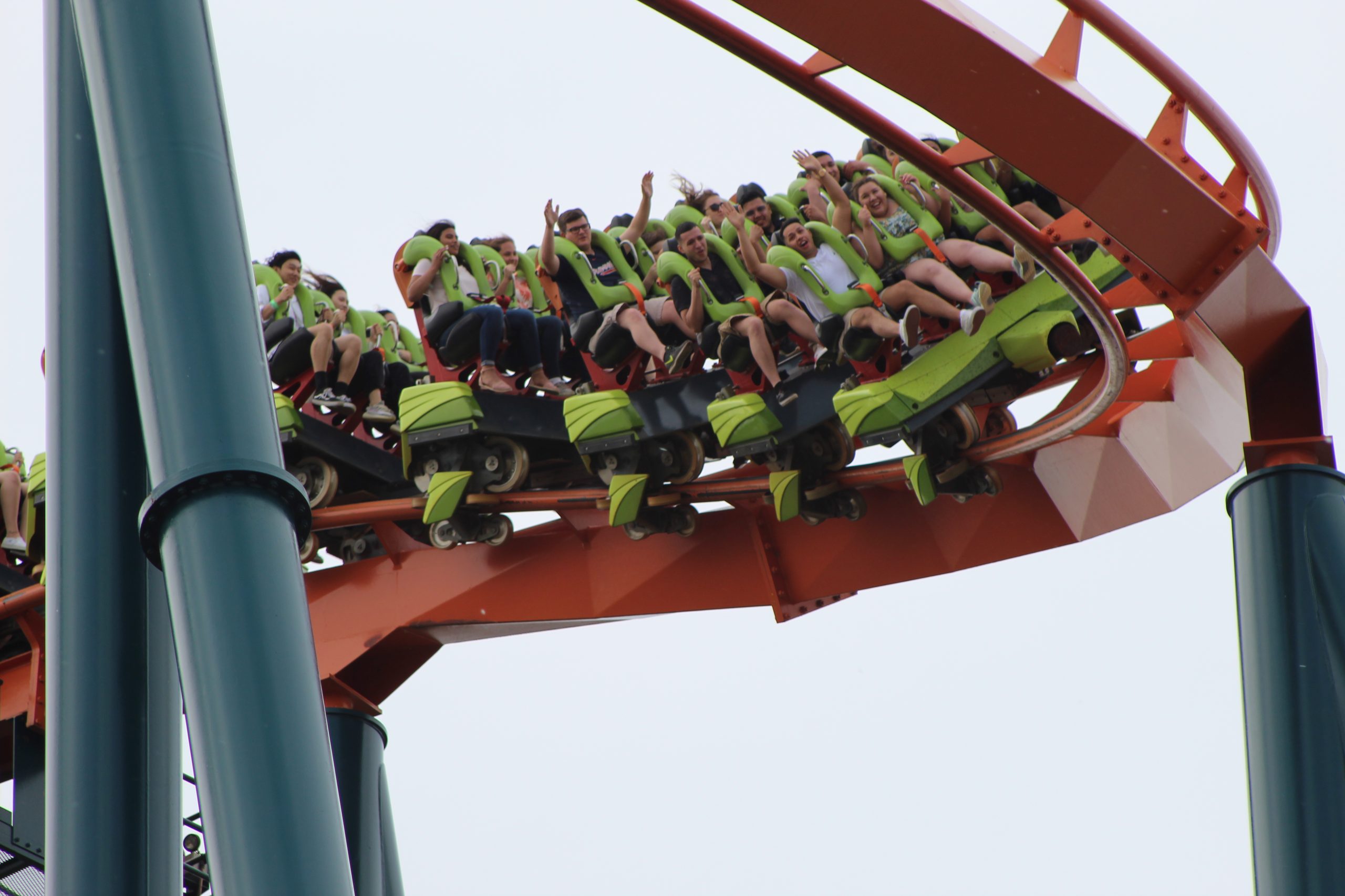 people on a roller coaster